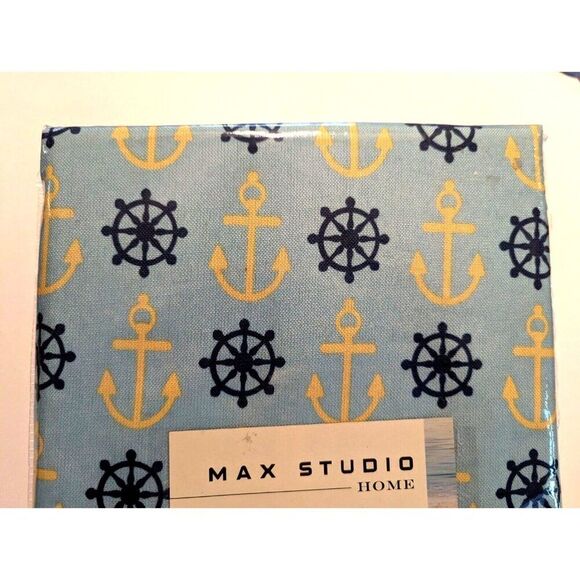 Max Studio Nautical Anchor Ship Wheel on Blue Tablecloth 52 x 70 inch Polyester - Picture 5 of 5